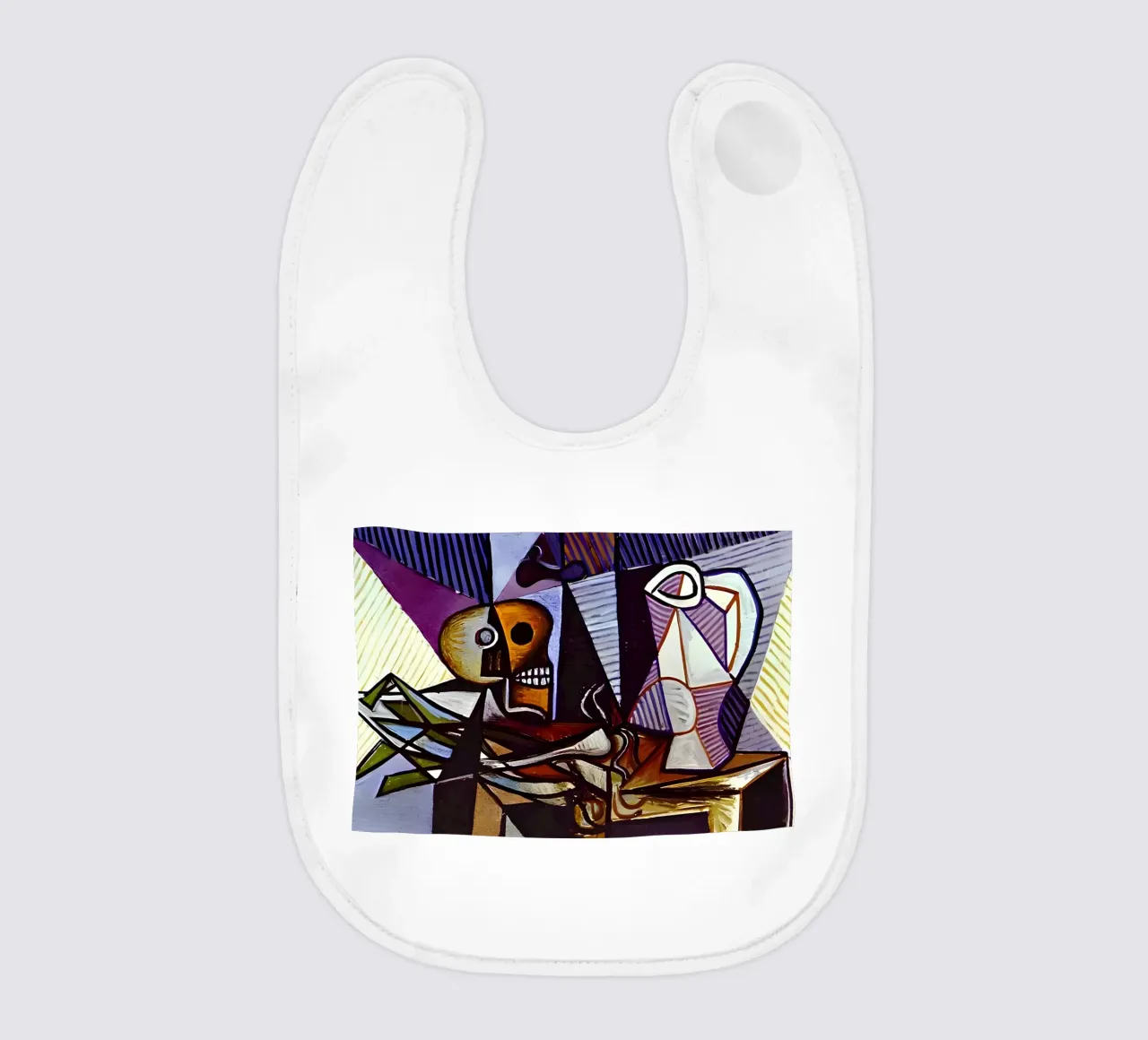 Picasso Skull and Pitcher Cubist Still Life baby bib by homdeco