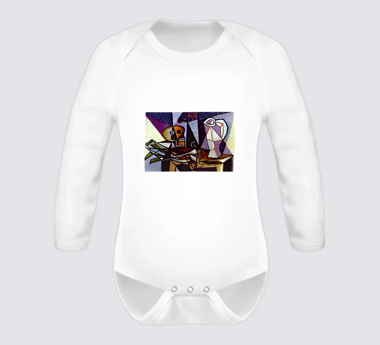 Picasso Skull and Pitcher Cubist Still Life long-sleeve baby romper by homdeco