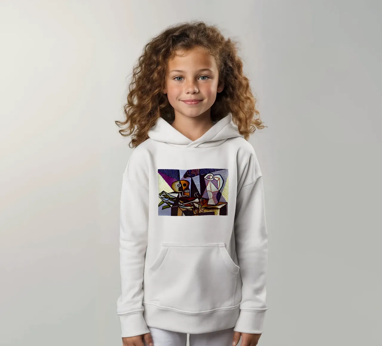 Picasso Skull and Pitcher Cubist Still Life kids hoodie by homdeco