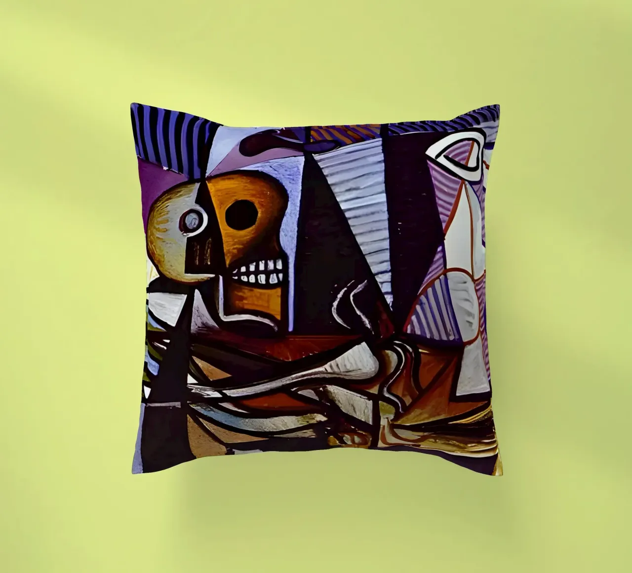 Picasso Skull and Pitcher Cubist Still Life decorative cushion by homdeco