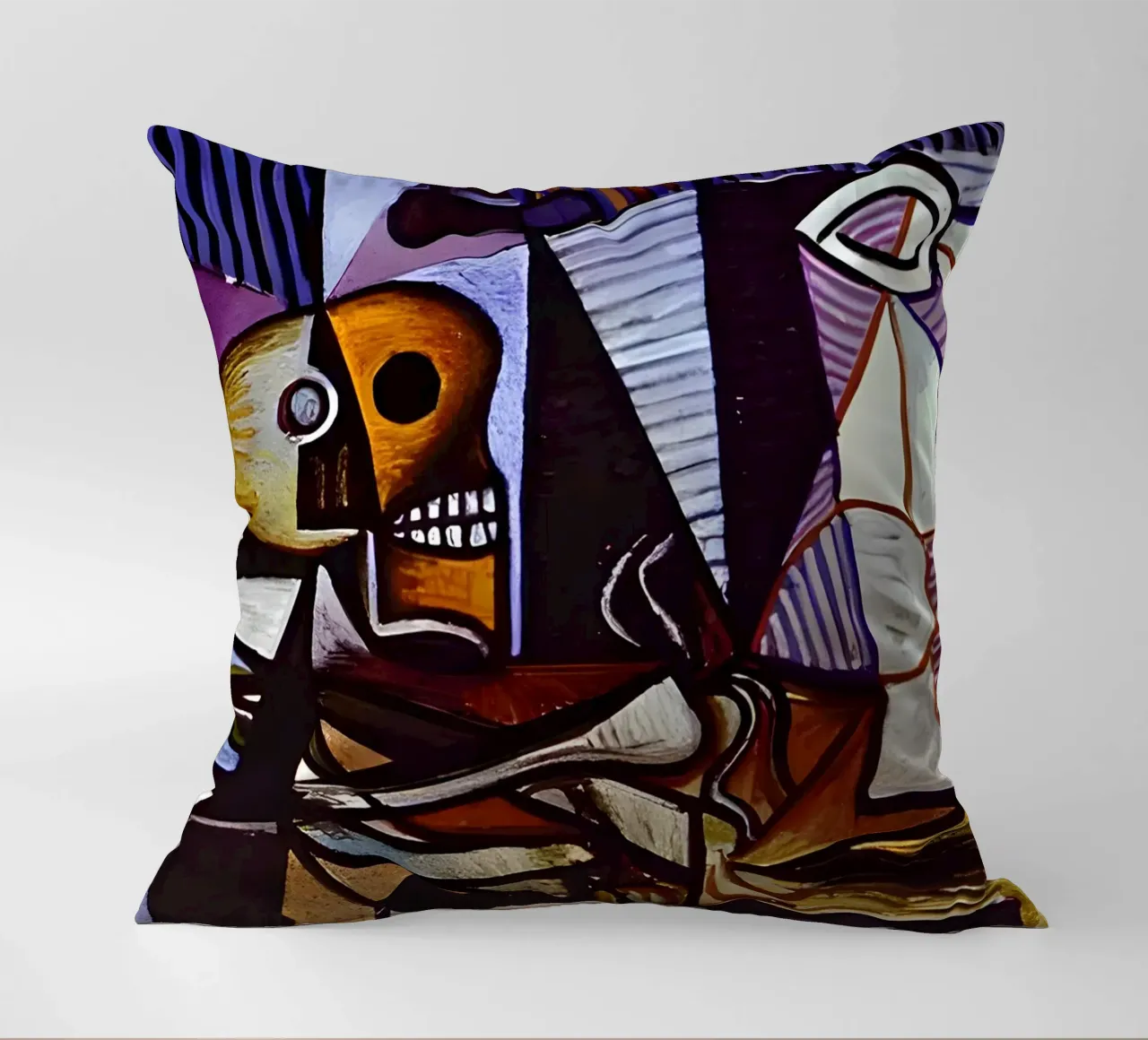 Picasso Skull and Pitcher Cubist Still Life decorative cushion by homdeco