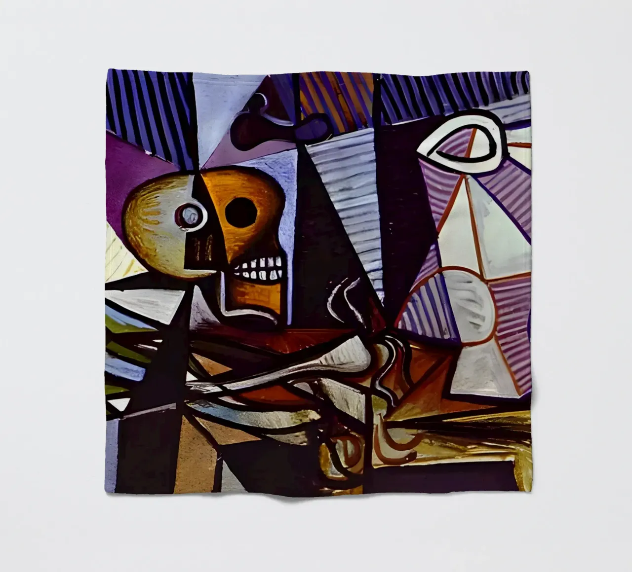 Picasso Skull and Pitcher Cubist Still Life fleece blanket by homdeco