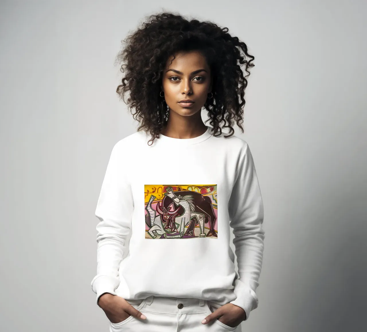 Picasso Bullfight Abstract Dynamic Cubist Scene sweatshirt by homdeco