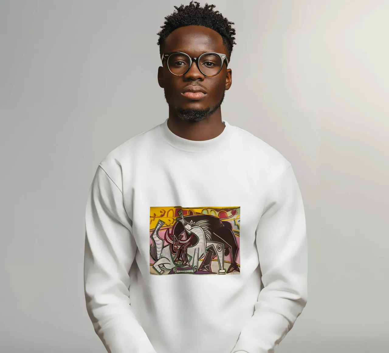 Picasso Bullfight Abstract Dynamic Cubist Scene sweatshirt by homdeco