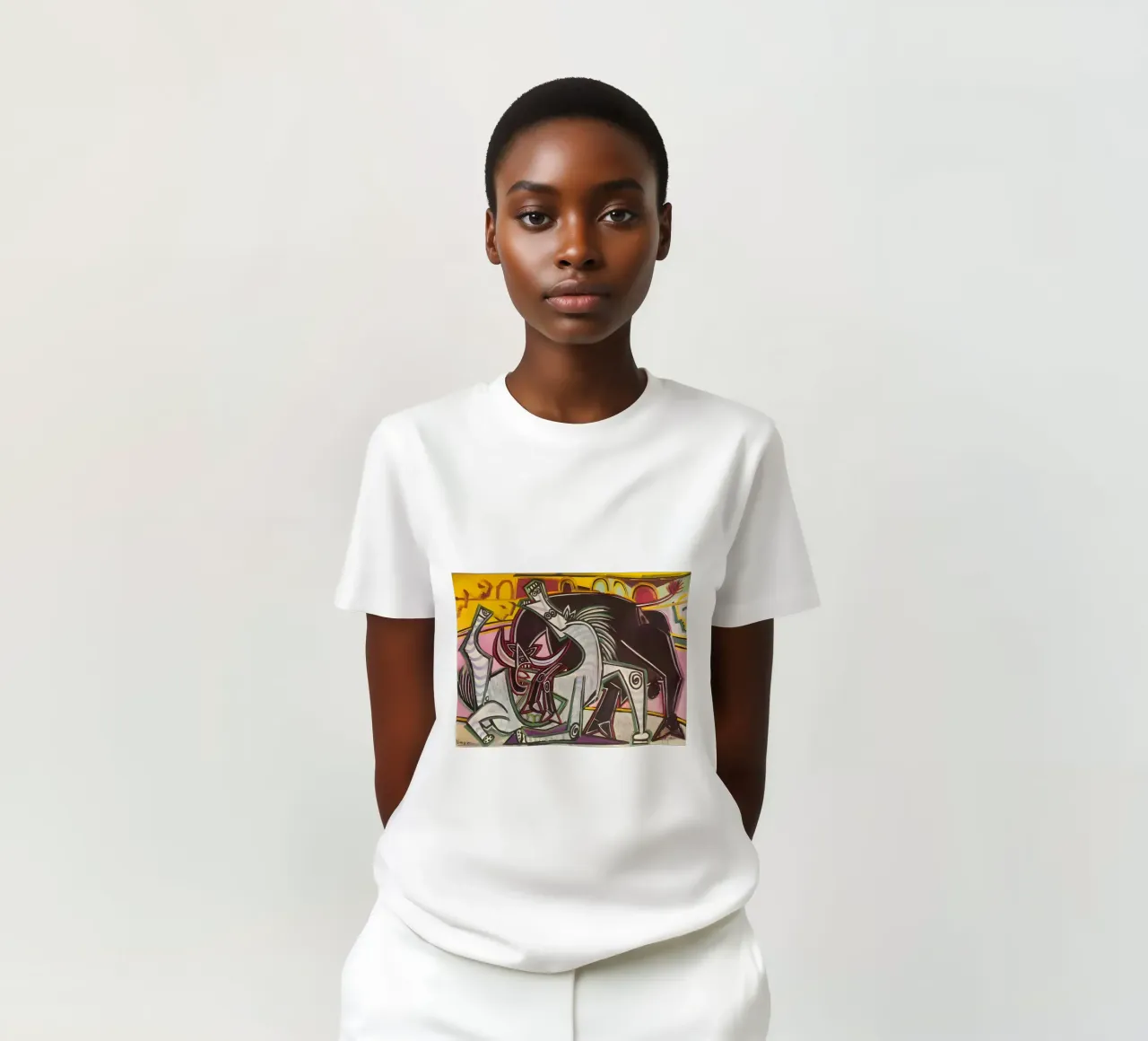 Picasso Bullfight Abstract Dynamic Cubist Scene t-shirt by homdeco