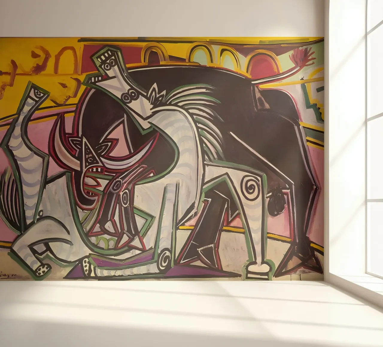 Picasso Bullfight Abstract Dynamic Cubist Scene photo wallpaper by homdeco