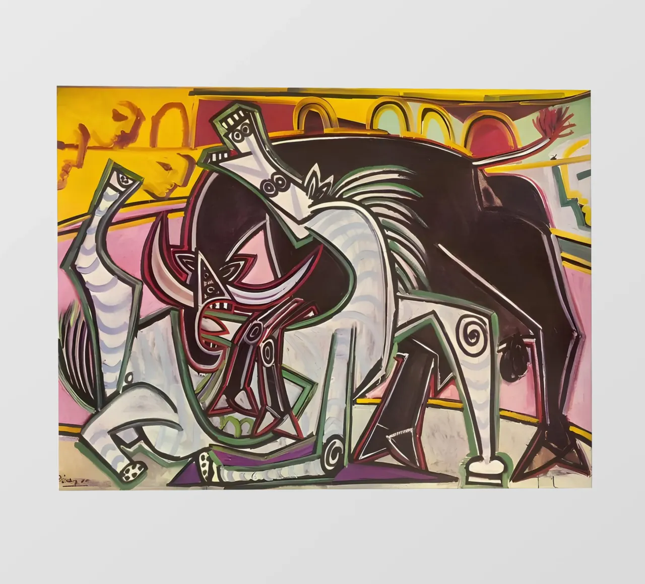Picasso Bullfight Abstract Dynamic Cubist Scene photo wallpaper by homdeco