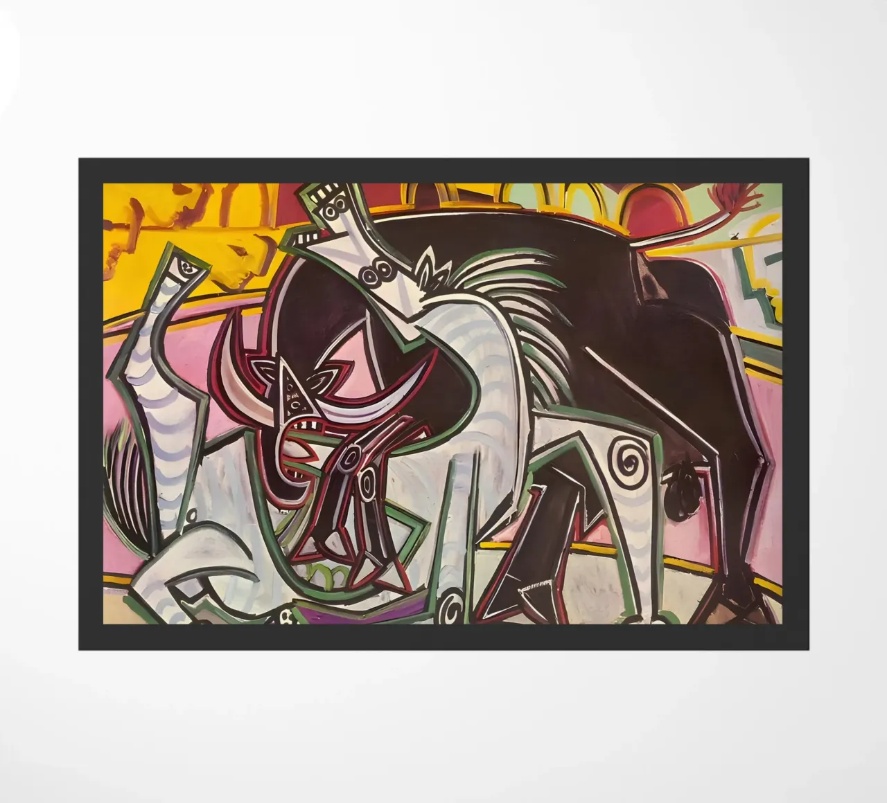Picasso Bullfight Abstract Dynamic Cubist Scene doormat by homdeco