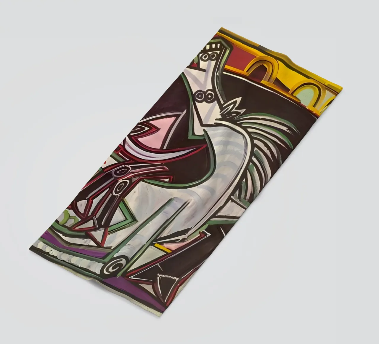 Picasso Bullfight Abstract Dynamic Cubist Scene beach towel by homdeco