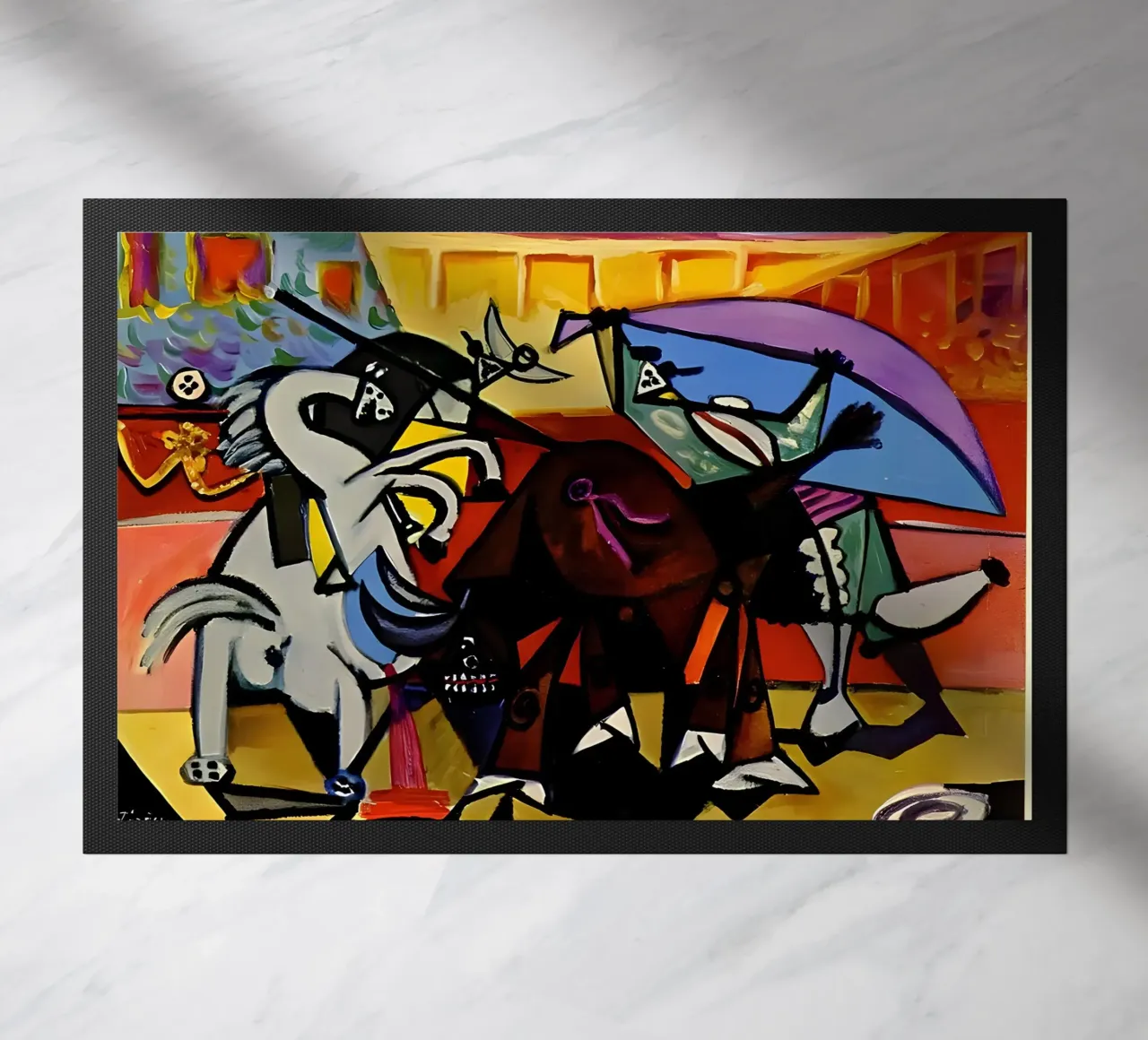 Picasso Scena di corrida Matador cubista dinamico zerbino da homdeco