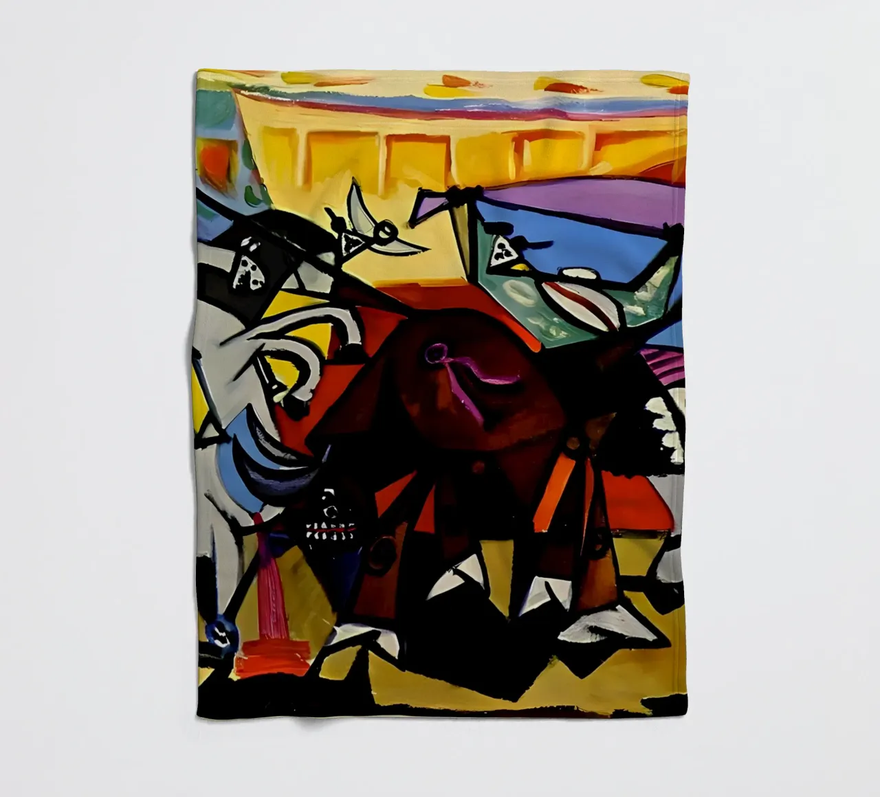 Picasso Scena di corrida Matador cubista dinamico coperta in pile da homdeco