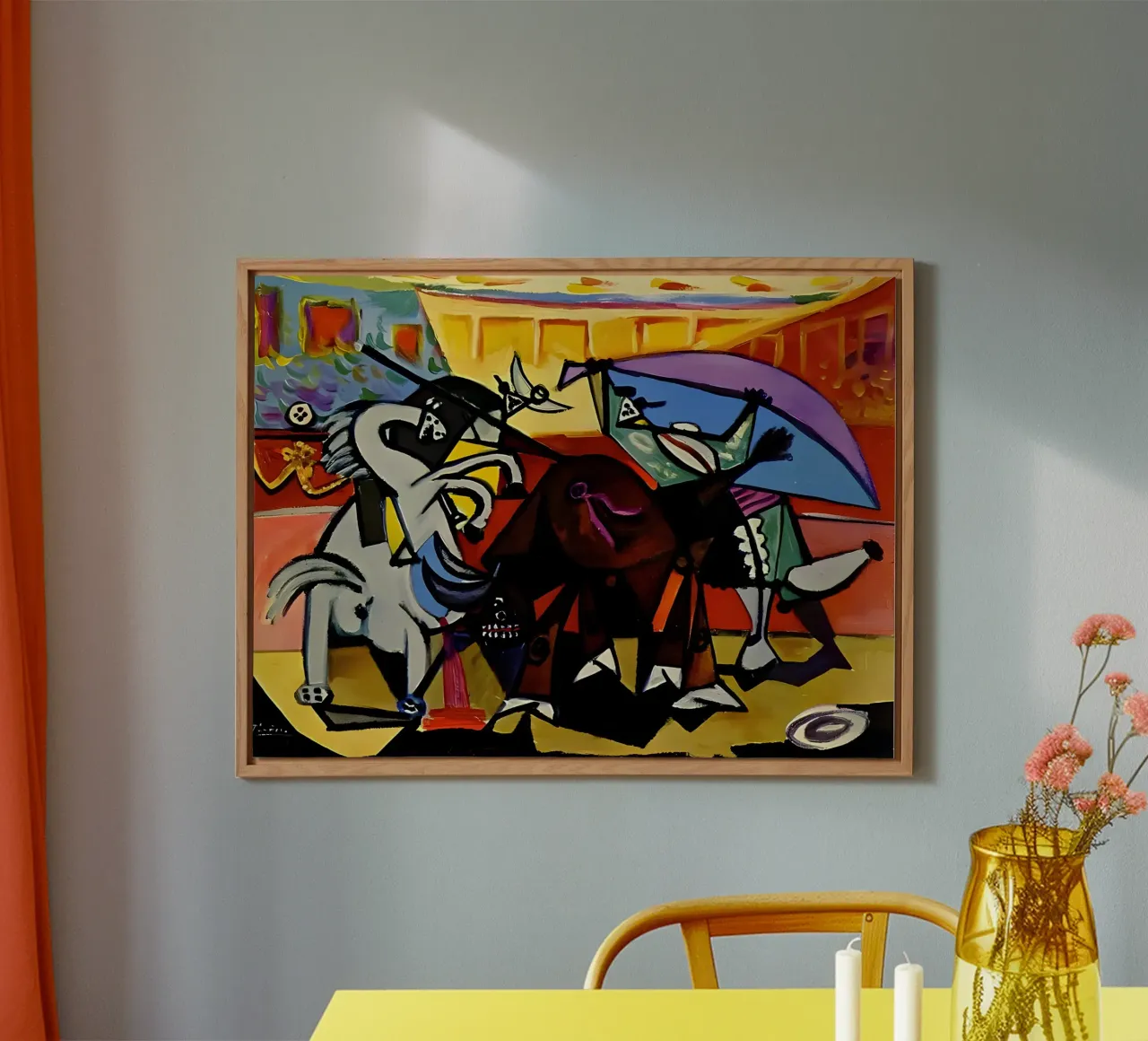 Picasso Bullfight Scene Dynamic Cubist Matador alu-dibond by homdeco