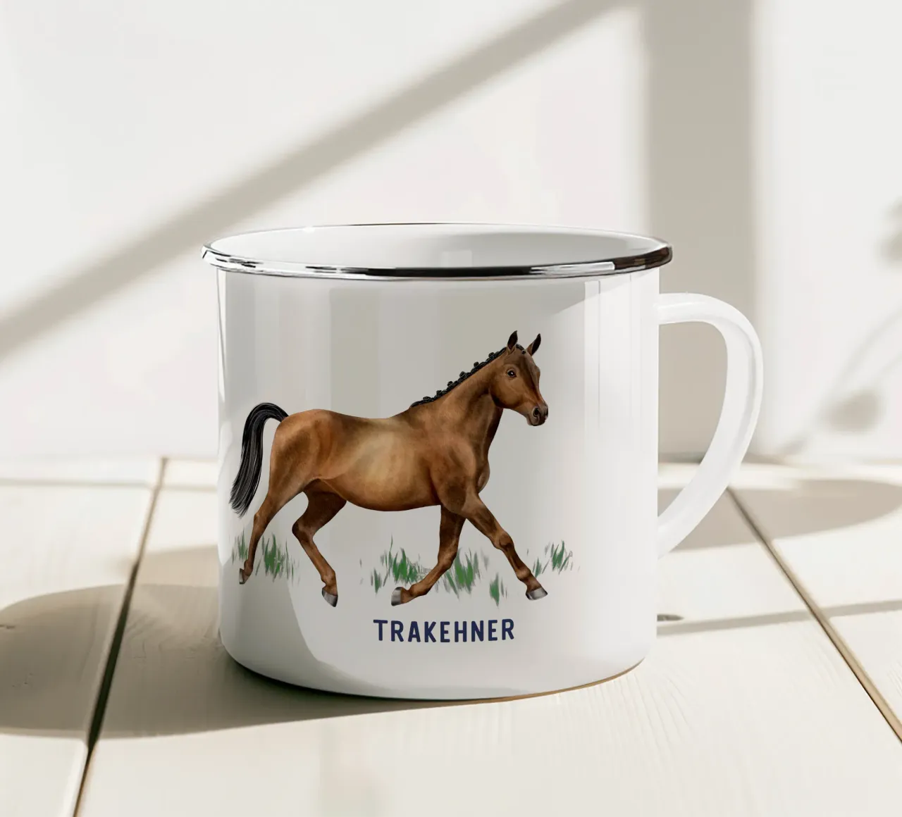 Trakehner enamel mug by Moonlit Illustrations