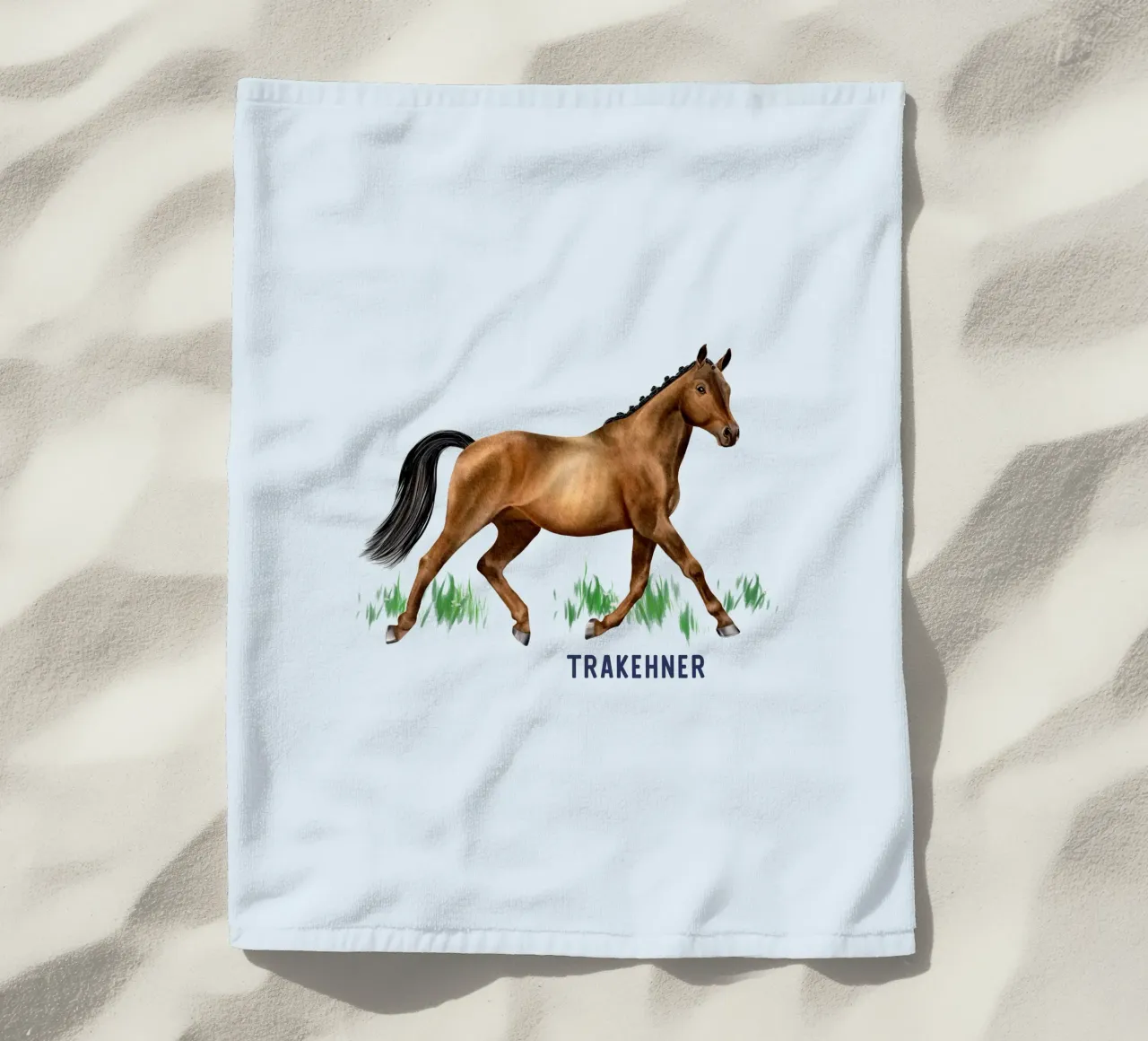 Trakehner beach towel by Moonlit Illustrations