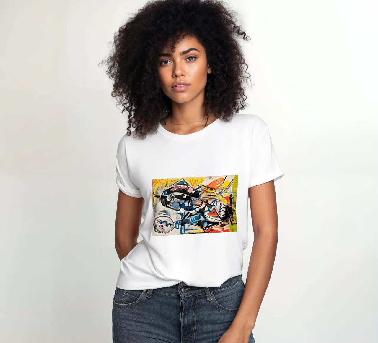 Abstract Expressionist Dynamic Forms Colorful Chaos women's fitted t-shirt by homdeco
