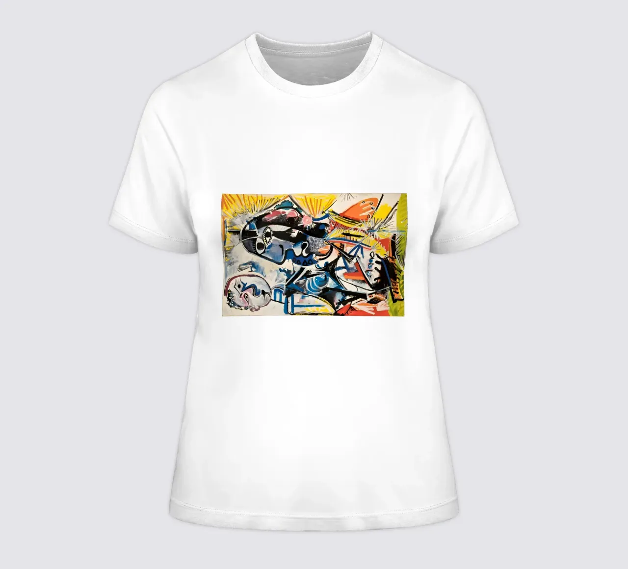Abstract Expressionist Dynamic Forms Colorful Chaos women's fitted t-shirt by homdeco