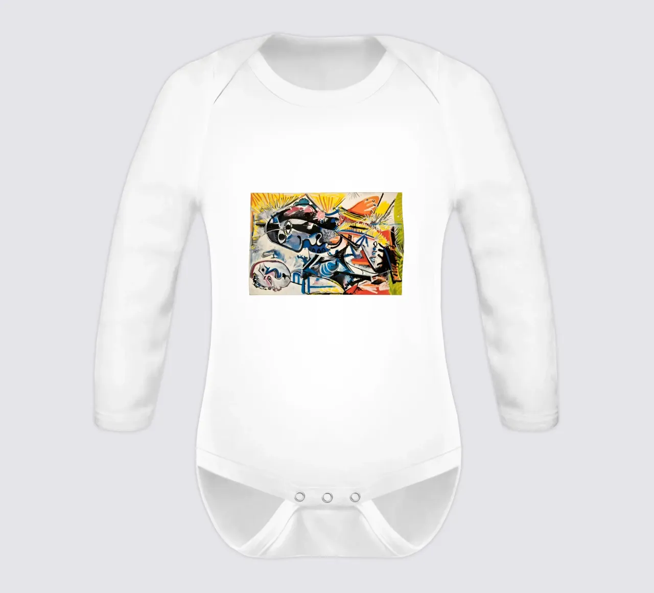 Abstract Expressionist Dynamic Forms Colorful Chaos long-sleeve baby romper by homdeco