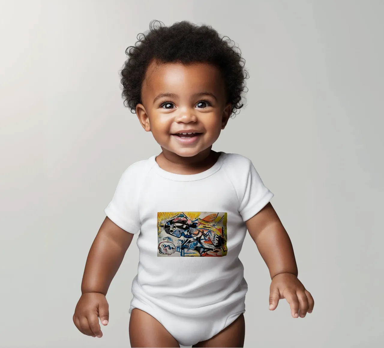 Abstract Expressionist Dynamic Forms Colorful Chaos short-sleeve baby romper by homdeco