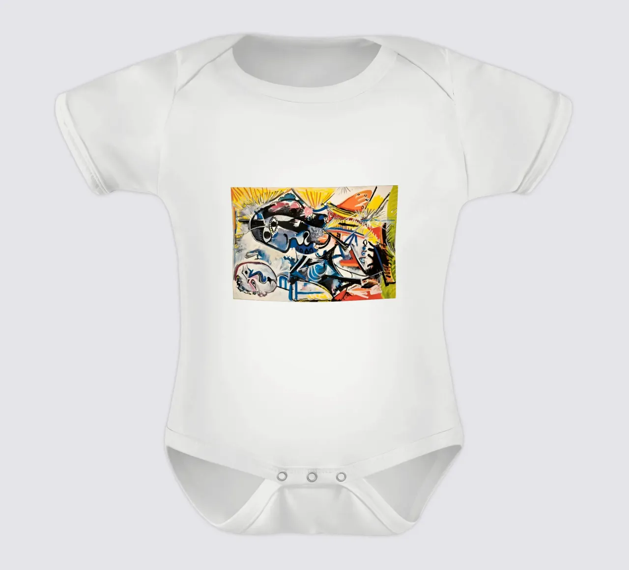 Abstract Expressionist Dynamic Forms Colorful Chaos short-sleeve baby romper by homdeco