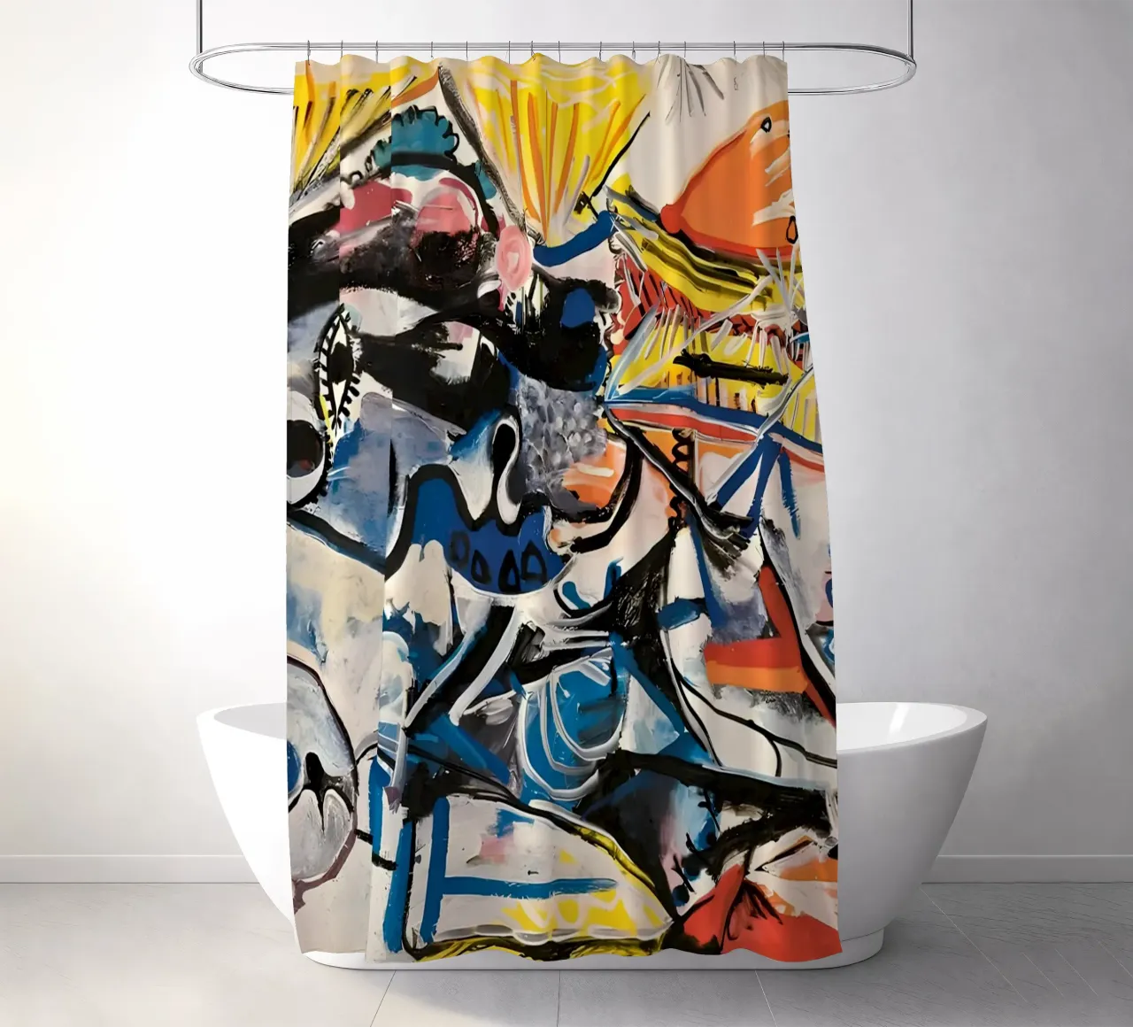 Abstract Expressionist Dynamic Forms Colorful Chaos shower curtain by homdeco