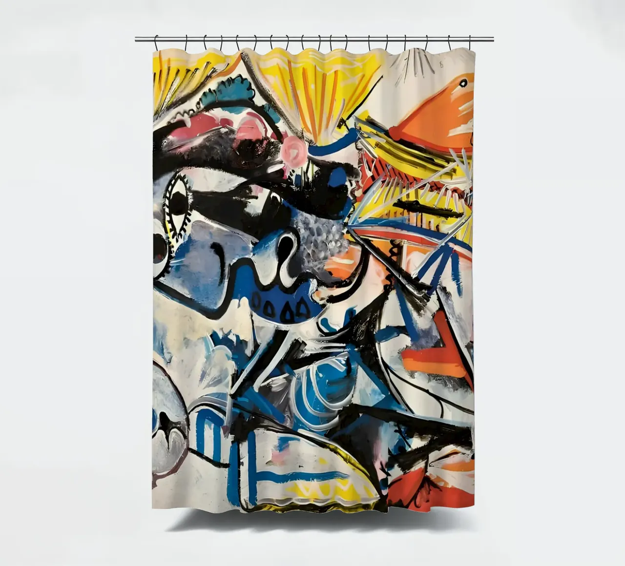 Abstract Expressionist Dynamic Forms Colorful Chaos shower curtain by homdeco