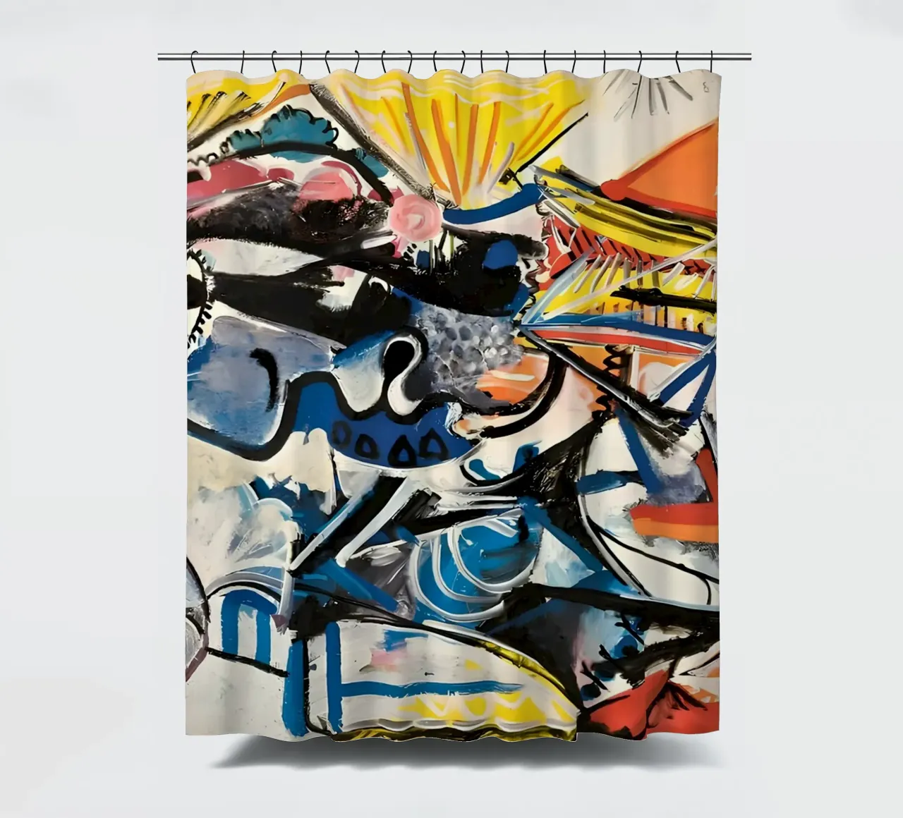 Abstract Expressionist Dynamic Forms Colorful Chaos shower curtain by homdeco