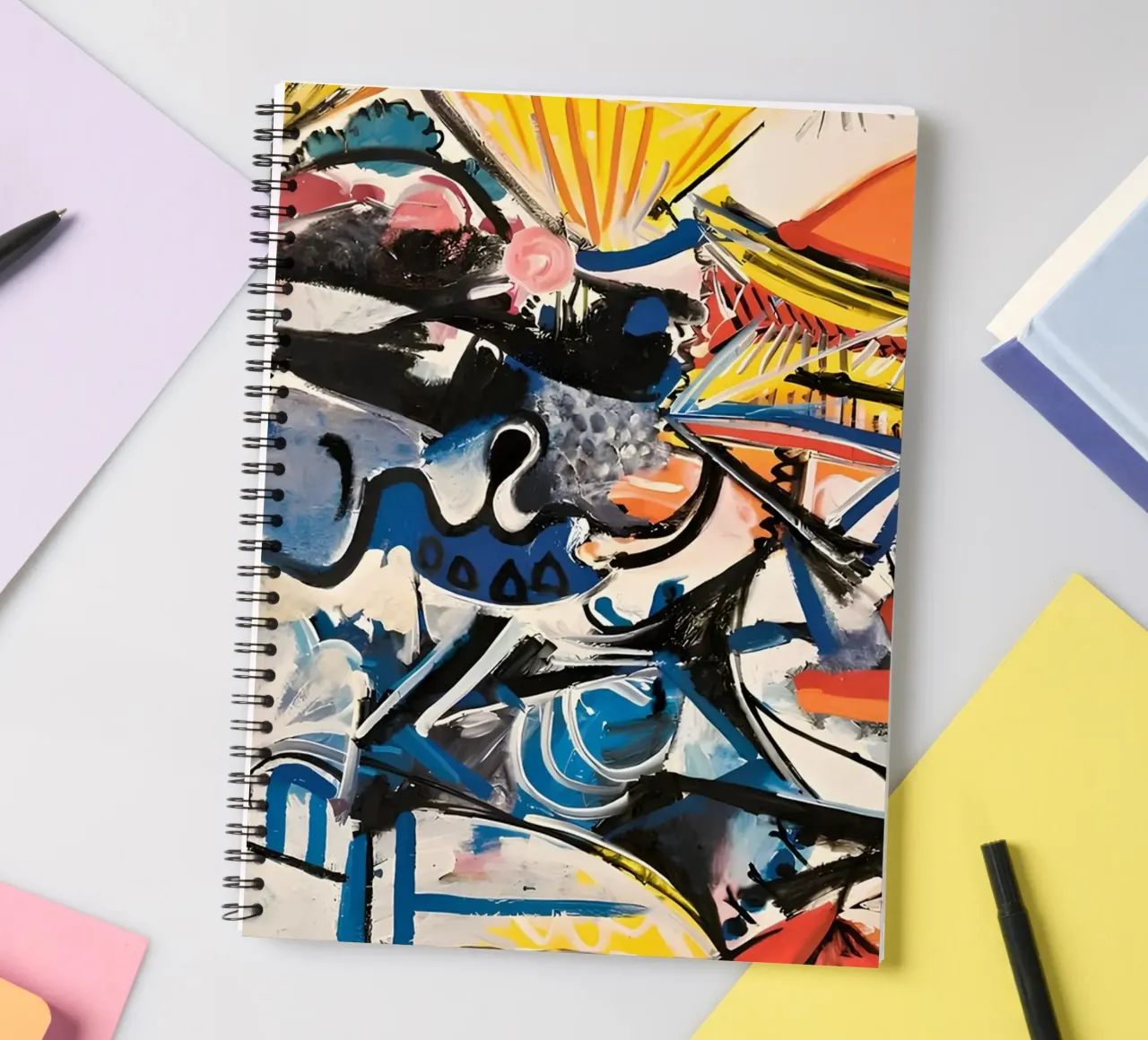 Abstract Expressionist Dynamic Forms Colorful Chaos spiral notebook by homdeco