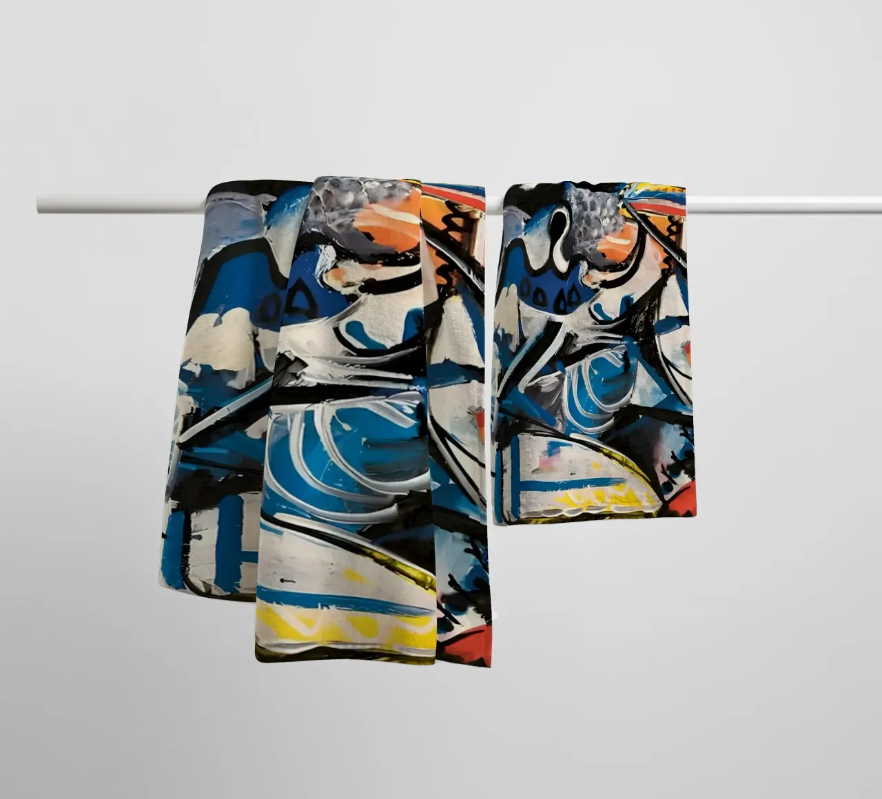 Abstract Expressionist Dynamic Forms Colorful Chaos towel by homdeco