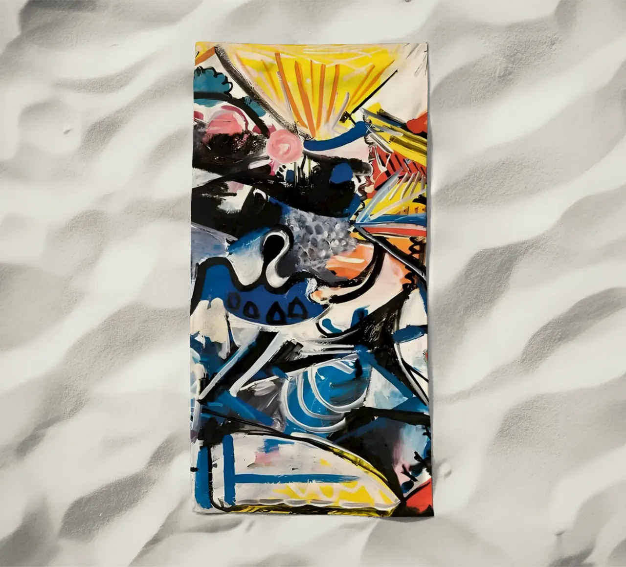 Abstract Expressionist Dynamic Forms Colorful Chaos beach towel by homdeco