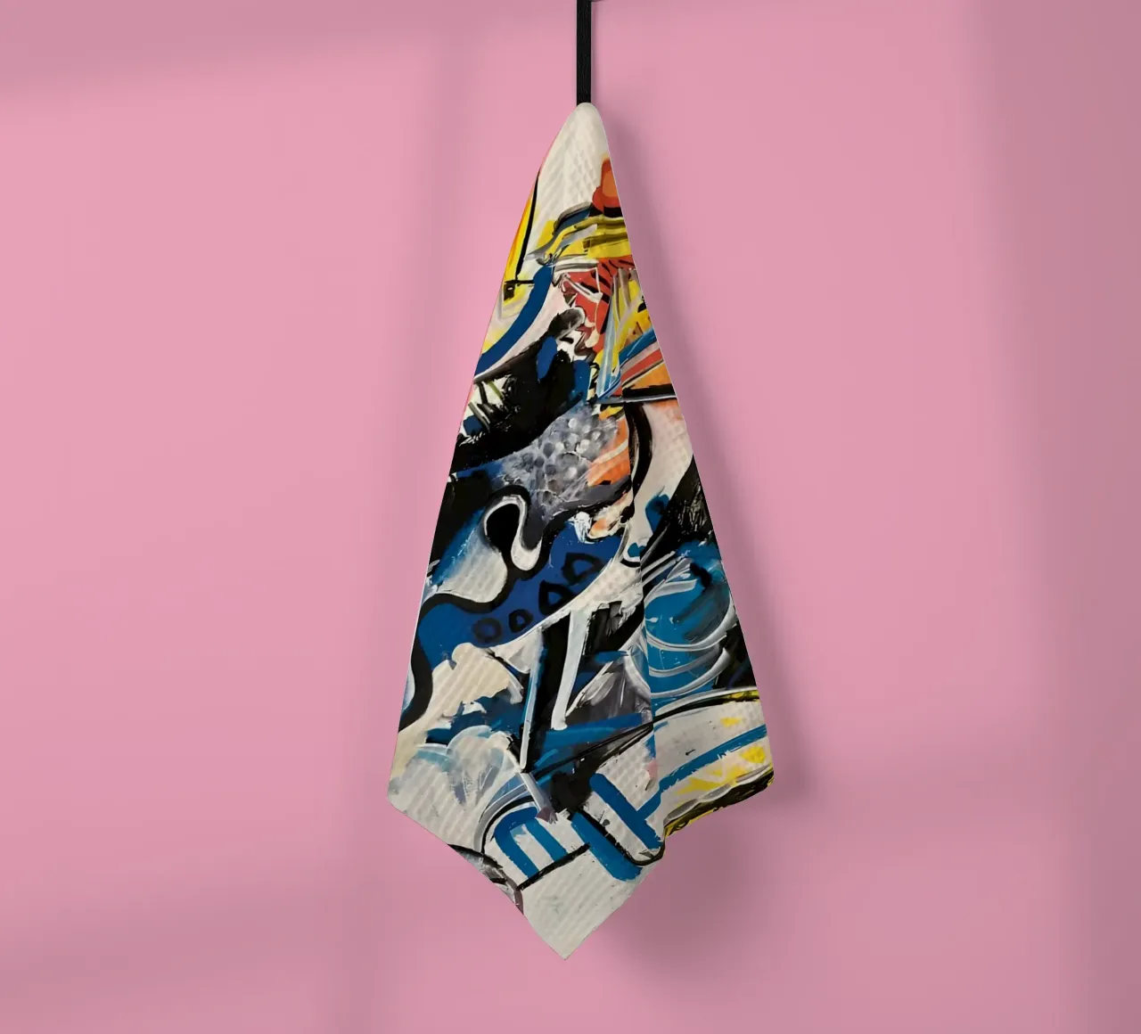 Abstract Expressionist Dynamic Forms Colorful Chaos tea towel by homdeco