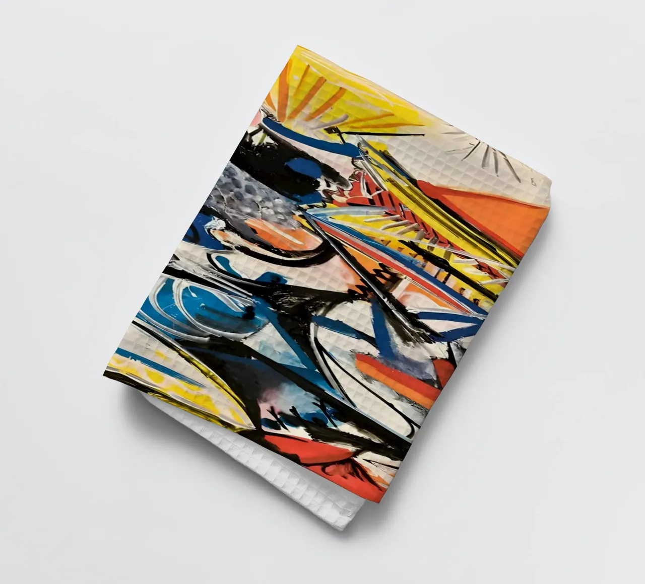 Abstract Expressionist Dynamic Forms Colorful Chaos tea towel by homdeco