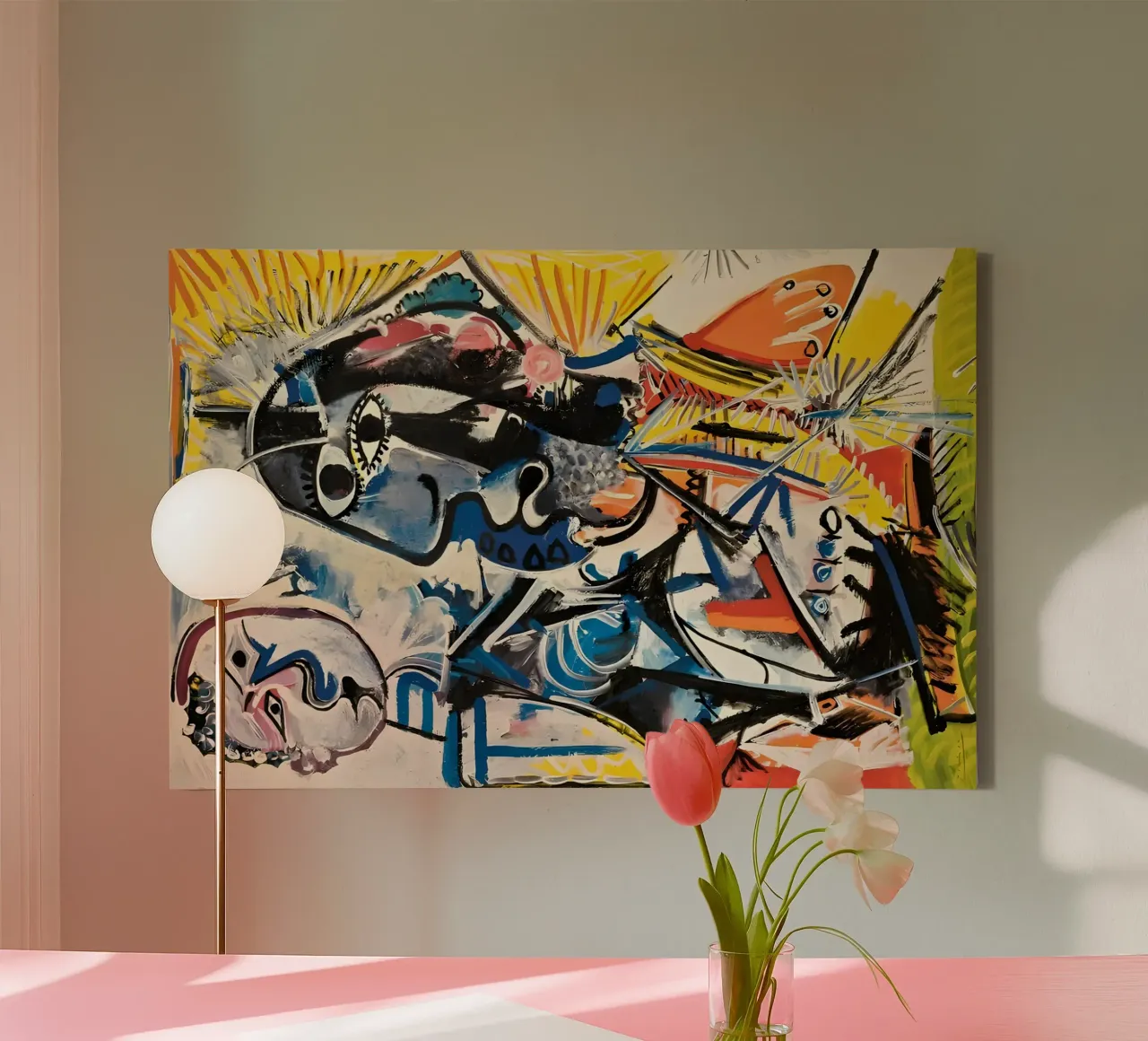 Abstract Expressionist Dynamic Forms Colorful Chaos canvas by homdeco