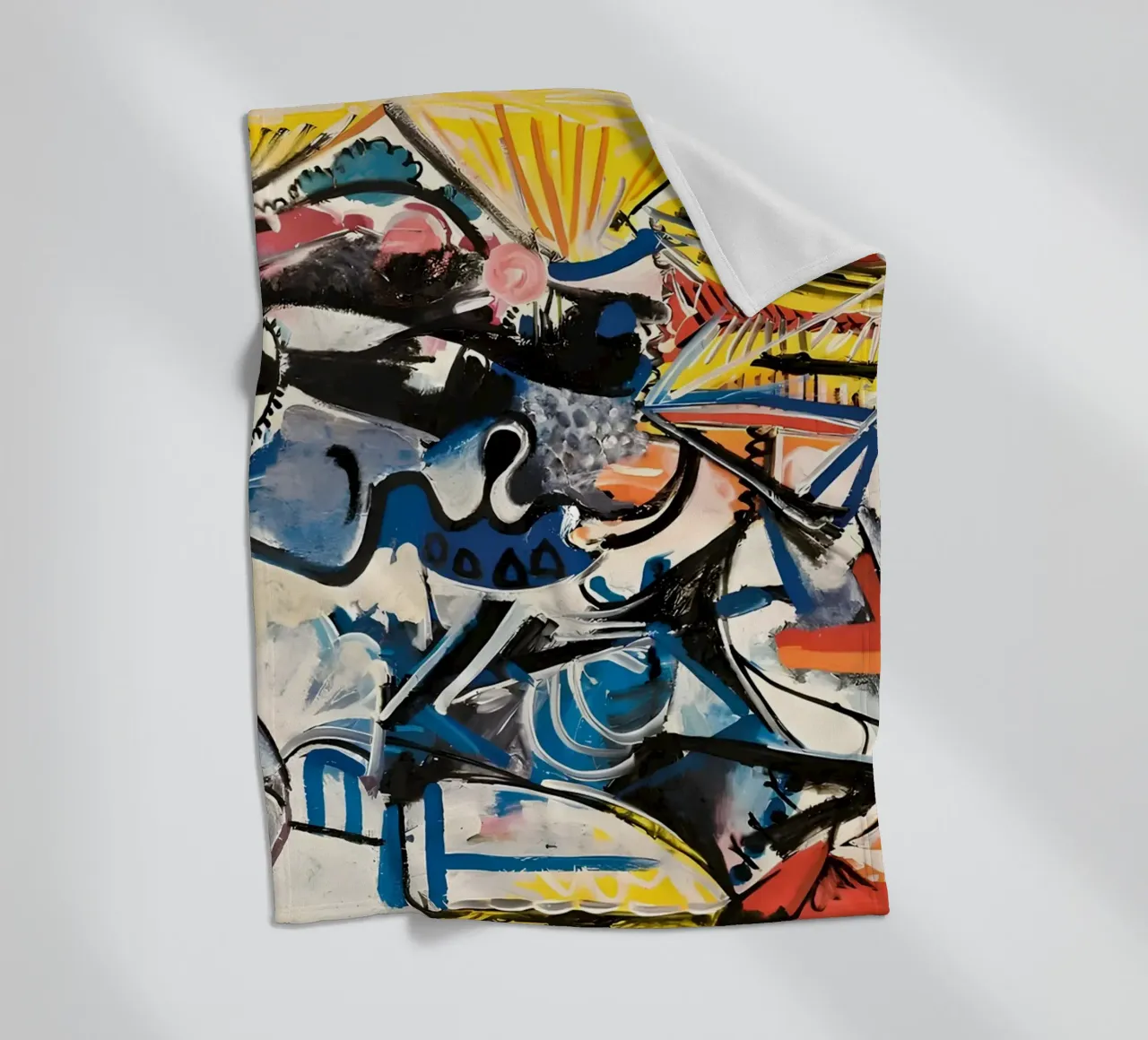 Abstract Expressionist Dynamic Forms Colorful Chaos fleece blanket by homdeco