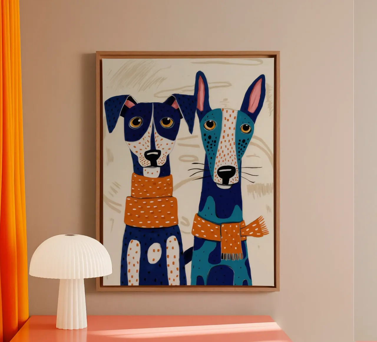 Dapper Canine Duo canvas with Floater frame by Veil Maya