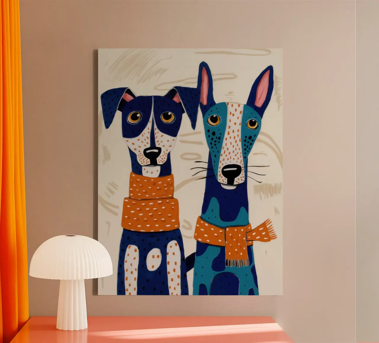 Dapper Canine Duo canvas with Floater frame by Veil Maya