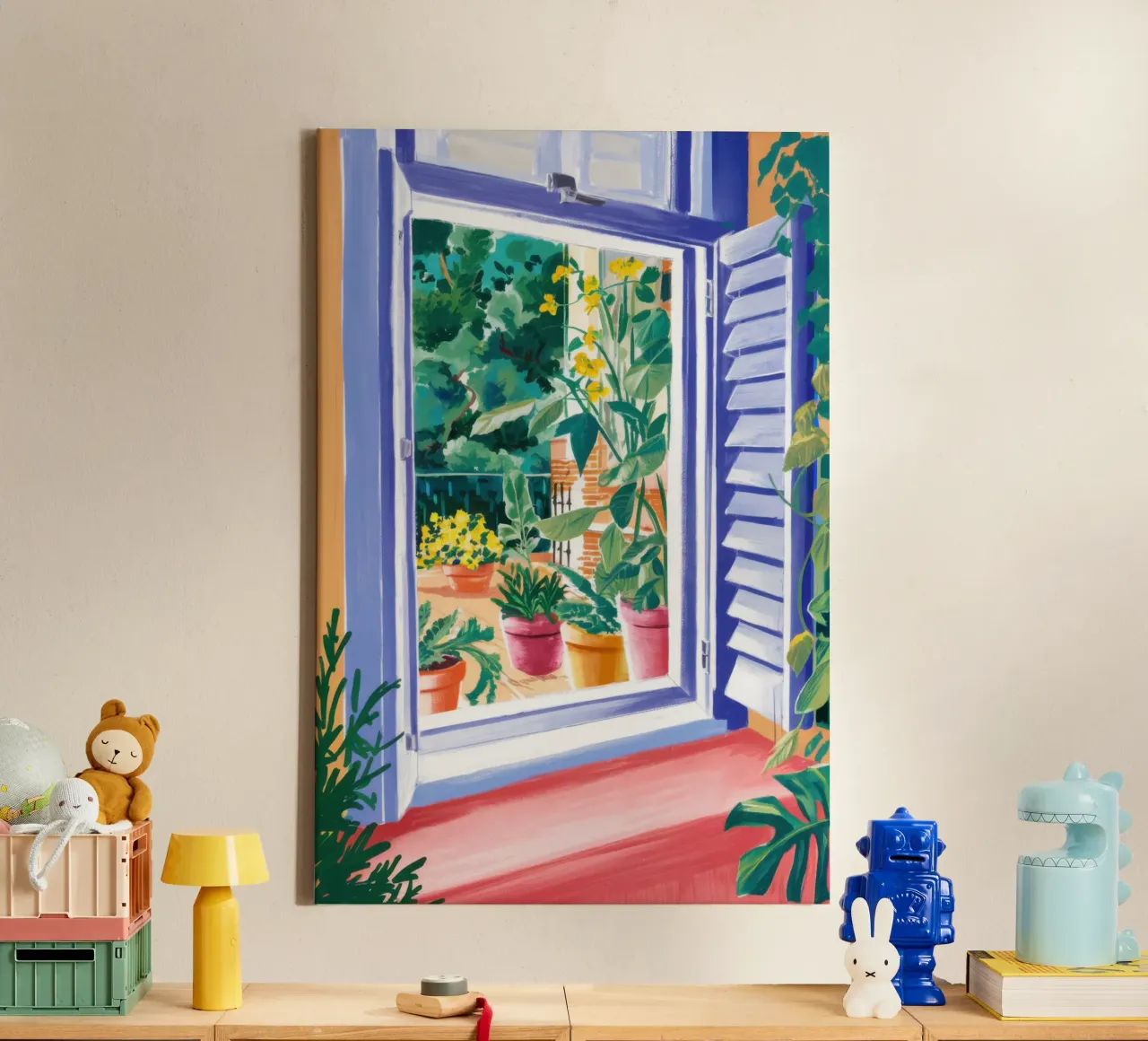 Sunlit Window Garden canvas with Floater frame by Veil Maya