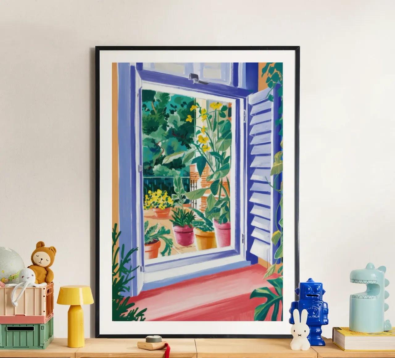 Giardino alla finestra illuminato dal sole poster da Veil Maya