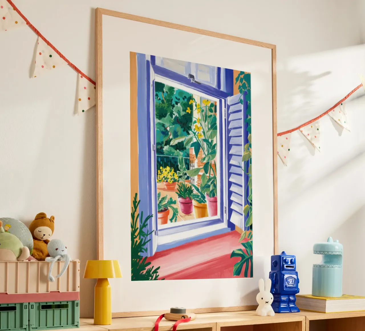Giardino alla finestra illuminato dal sole poster da Veil Maya