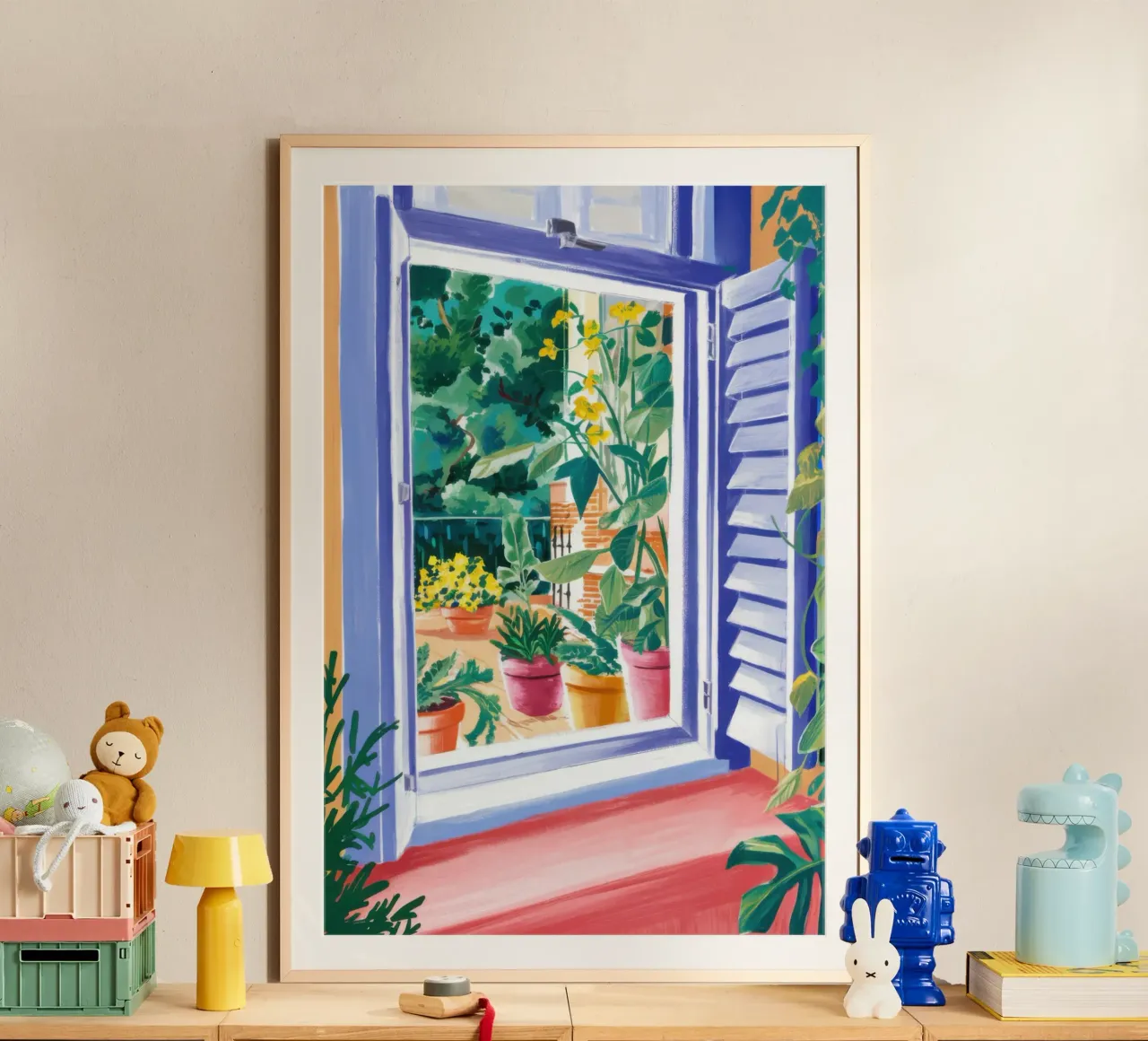 Giardino alla finestra illuminato dal sole poster da Veil Maya
