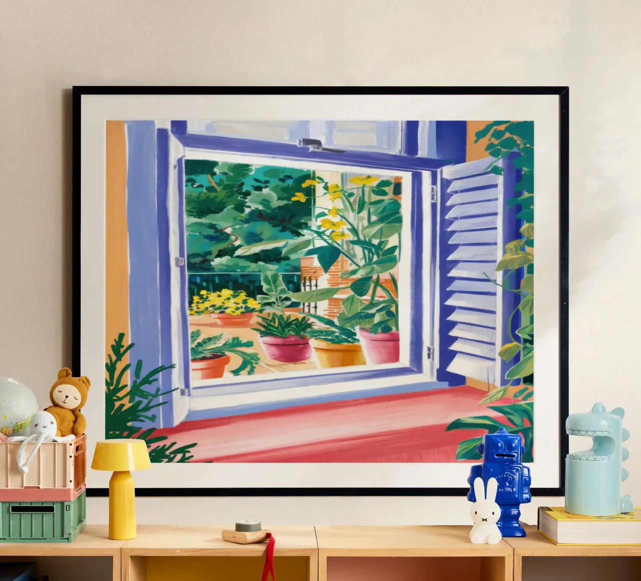 Giardino alla finestra illuminato dal sole poster da Veil Maya