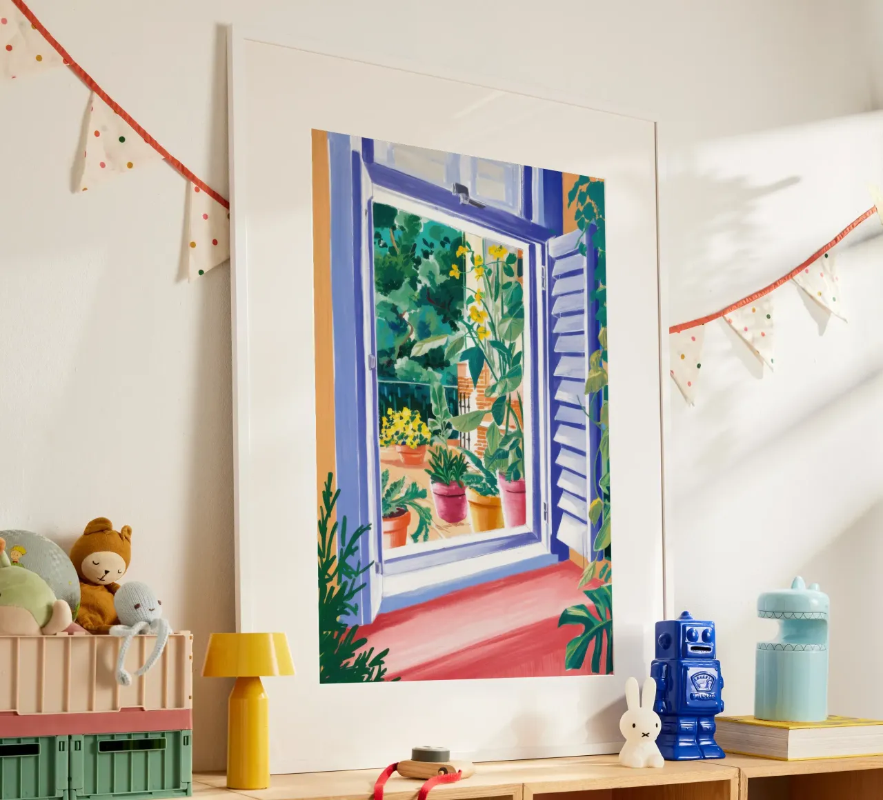 Giardino alla finestra illuminato dal sole poster da Veil Maya