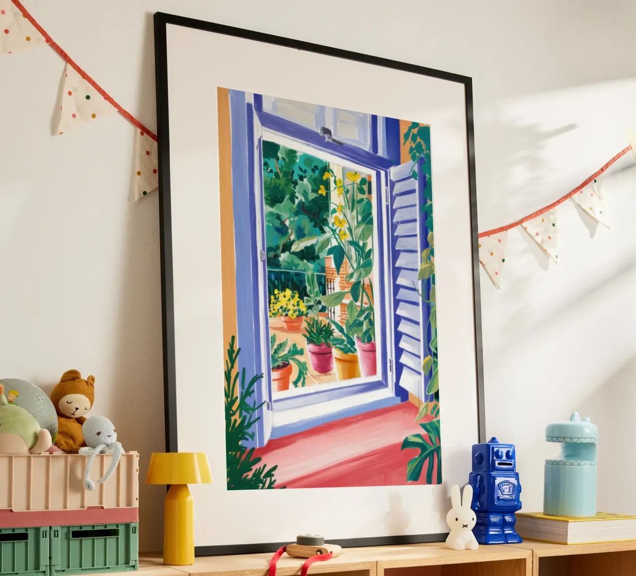 Giardino alla finestra illuminato dal sole poster da Veil Maya