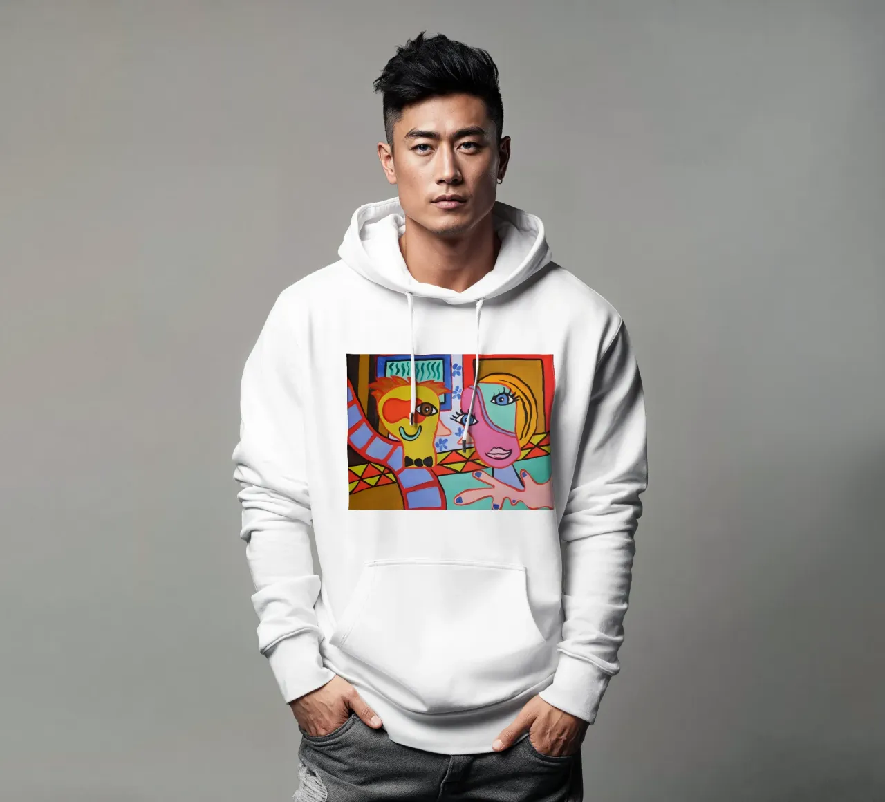 Pop Art Volti astratti Ritratto colorato e vibrante felpa con cappuccio da homdeco
