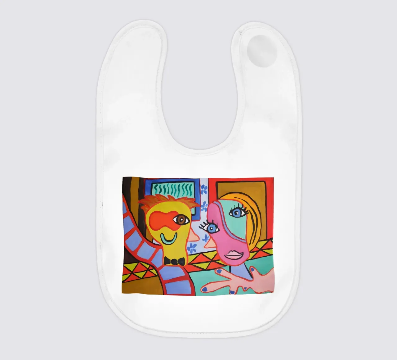 Pop Art Abstract Faces Vibrant Colorful Portrait baby bib by homdeco