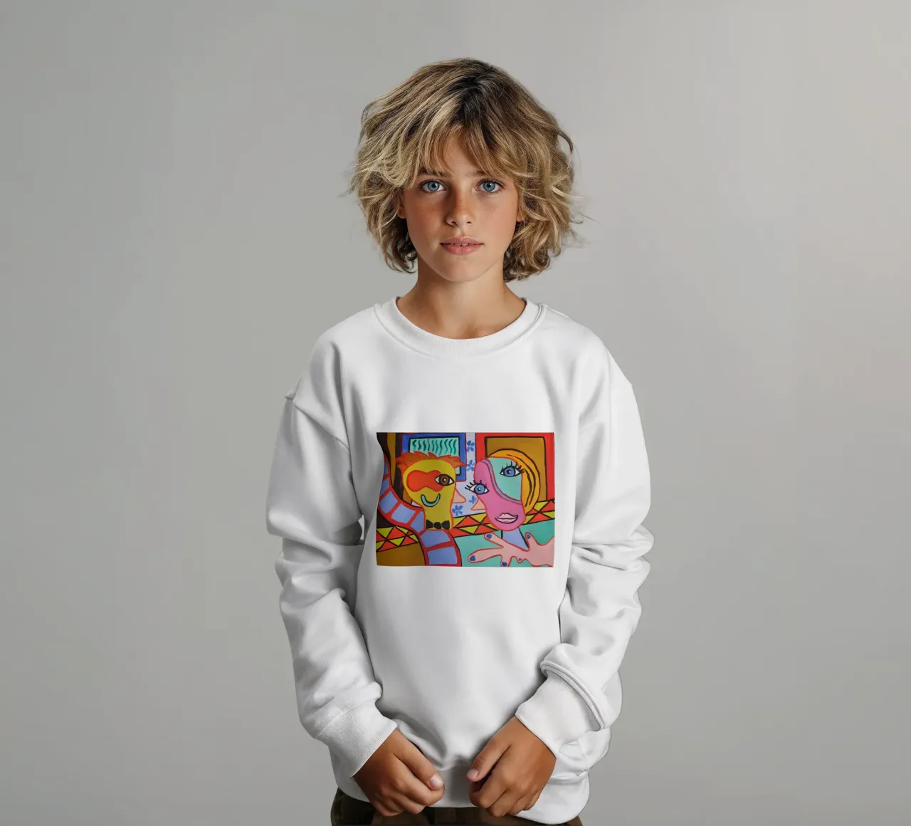 Pop Art Volti astratti Ritratto colorato e vibrante felpa bambino da homdeco