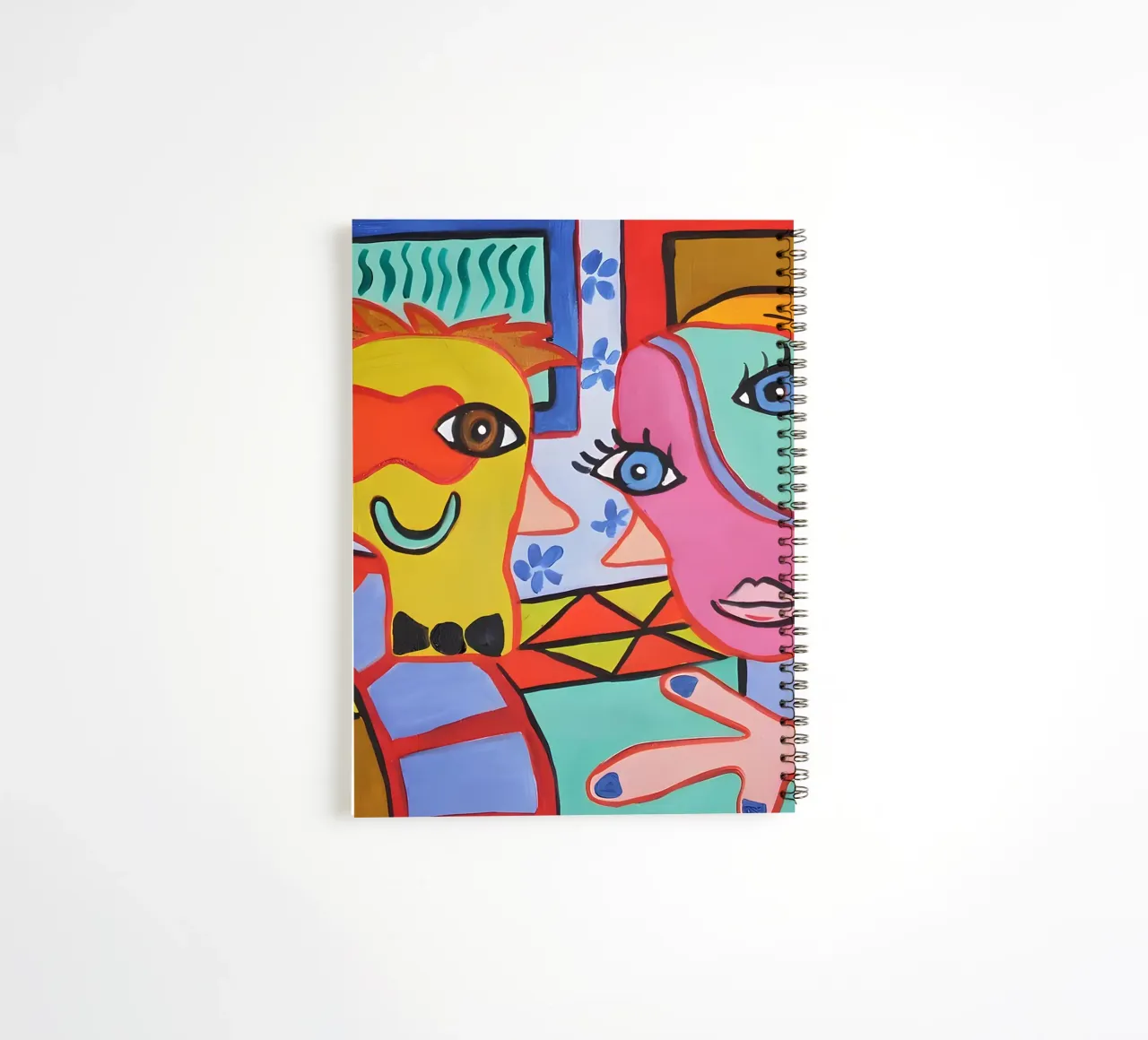 Pop Art Abstract Faces Vibrant Colorful Portrait spiral notebook by homdeco