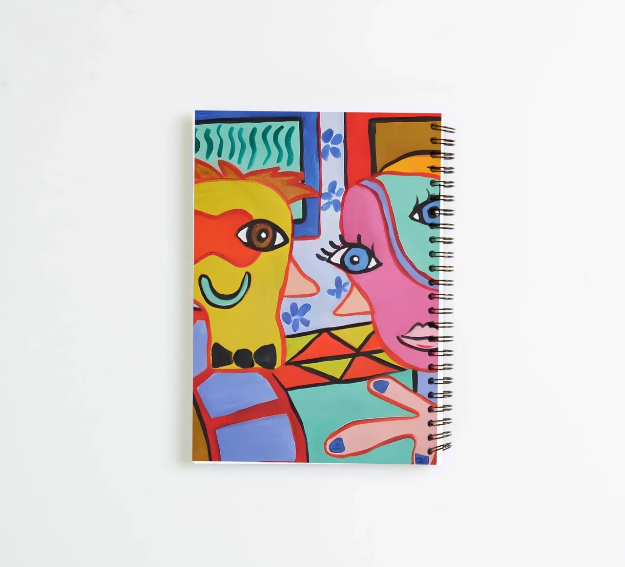 Pop Art Abstract Faces Vibrant Colorful Portrait spiral notebook by homdeco