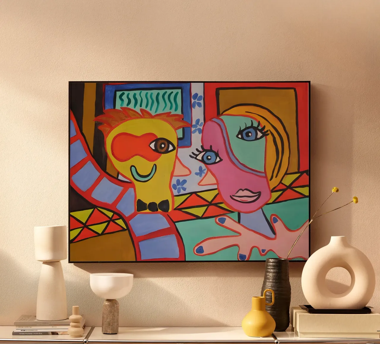 Pop Art Abstract Faces Vibrant Colorful Portrait forex plate by homdeco