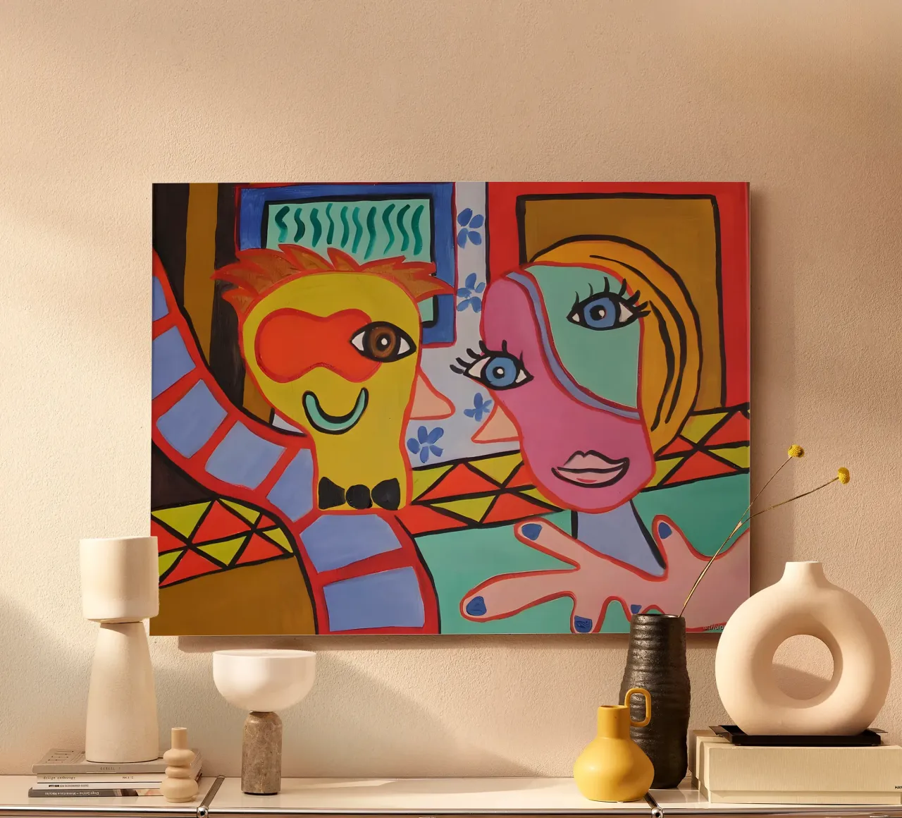 Pop Art Abstract Faces Vibrant Colorful Portrait forex plate by homdeco