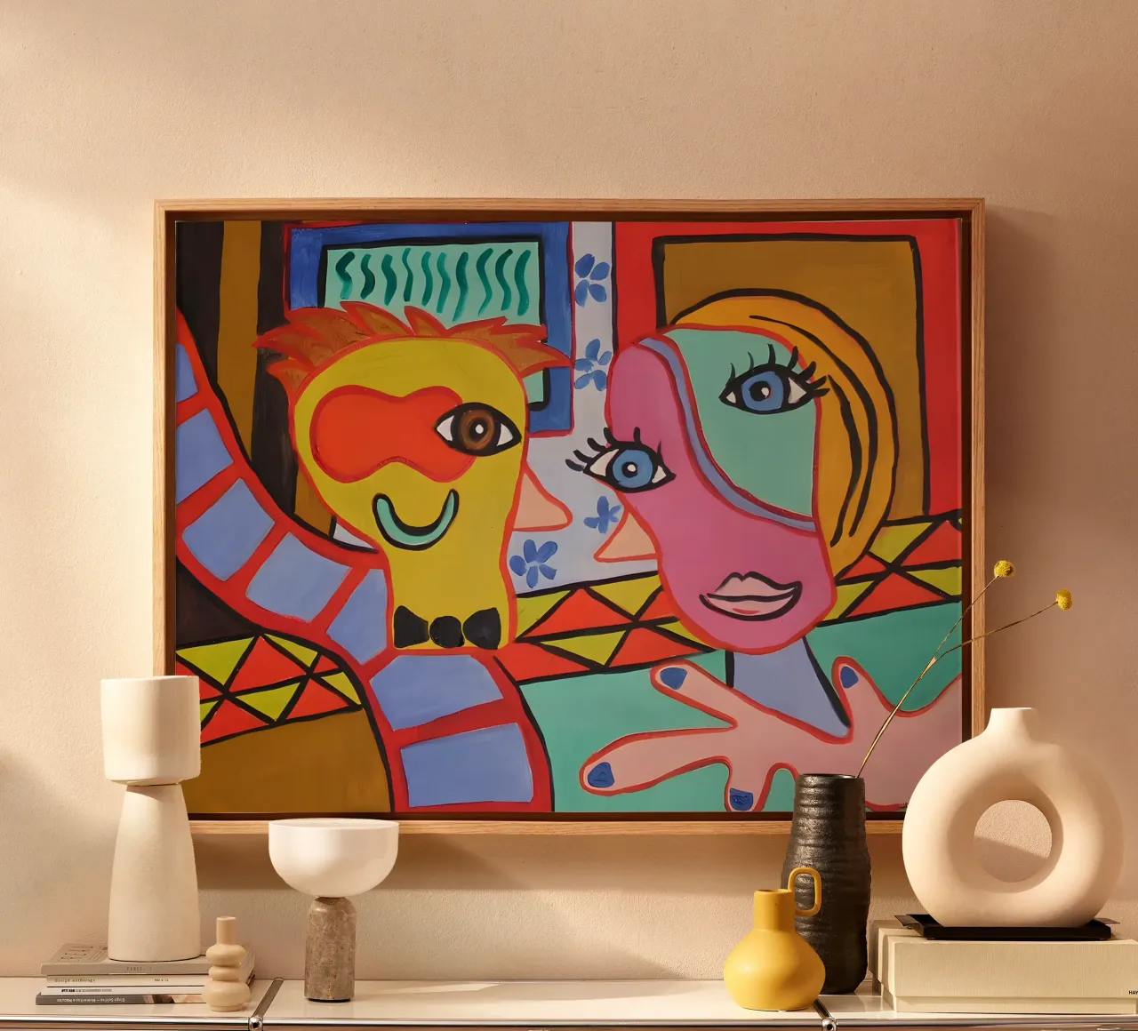 Pop Art Abstract Faces Vibrant Colorful Portrait canvas by homdeco